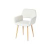 Set of Two Beige and Oak Fabric and Steel Dining Arm Chairs