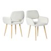 Set of Two Beige and Oak Fabric and Steel Dining Arm Chairs