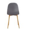 Set of Four Gray and Oak Velvet and Steel Dining Side Chairs