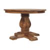 43" Brown Solid Wood Pedestal Base Round Top Dining Table