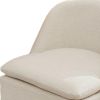 Set of Two Beige Chenille Wing Back Dining Chairs With Wheels