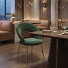 Green and Gold Velvet and Metal Curved Back Dining Side Chair