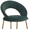 Green and Gold Velvet and Metal Curved Back Dining Side Chair