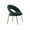 Green and Gold Boucle and Metal Curved Back Dining Side Chair