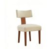 Set of Two Beige and Brown Linen and Solid Wood Dining Side Chairs