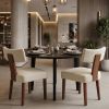 Set of Two Beige and Brown Linen and Solid Wood Dining Side Chairs