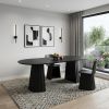 79" Black Wood Double Pedestal Base Oval Dining Table