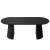 79" Black Wood Double Pedestal Base Oval Dining Table
