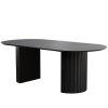 86" Black Wood Double Pedestal Base Oval Dining Table
