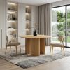46" Natural Wood Three Leg Base Round Top Dining Table