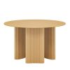46" Natural Wood Three Leg Base Round Top Dining Table