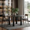 59" Black Solid Wood Round Top Dining Table
