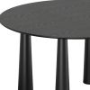 59" Black Solid Wood Round Top Dining Table