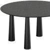 59" Black Solid Wood Round Top Dining Table