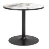36" Gray And Black Faux Marble And Steel Pedestal Base Round Top Dining Table