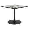 36" Gray And Black Faux Marble And Steel Pedestal Base Square Dining Table
