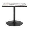 36" Gray And Black Faux Marble And Steel Pedestal Base Square Dining Table