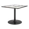 36" Gray And Black Faux Marble And Steel Pedestal Base Square Dining Table