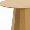 46" Oak Wood Pedestal Base Straight Edge Round Top Dining Table
