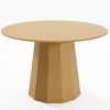46" Oak Wood Pedestal Base Round Top Dining Table