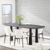79" Black Solid Wood Oval Dining Table