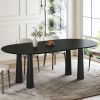 79" Black Solid Wood Oval Dining Table