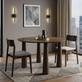 59" Walnut Wood Round Top Dining Table