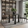 45" Black Wood Round Top Dining Table