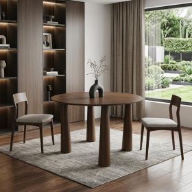 45" Walnut Wood Round Top Dining Table