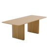 67" Natural Wood Double Pedestal Base Dining Table