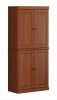 72" Brown Solid Wood Four Door Pantry Or Storage Closet