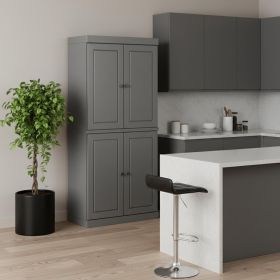 72" Gray Solid Wood Four Door Pantry Or Storage Closet