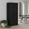72" Black Solid Wood Four Door Pantry Or Storage Closet