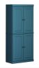 72" Teal Blue Solid Wood Four Door Pantry Or Storage Closet