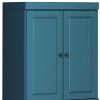 72" Teal Blue Solid Wood Four Door Pantry Or Storage Closet