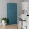 72" Teal Blue Solid Wood Four Door Pantry Or Storage Closet