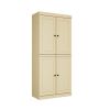 72" Yellow Solid Wood Four Door Pantry Or Storage Closet