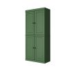 72" Green Solid Wood Four Door Pantry Or Storage Closet