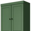 72" Green Solid Wood Four Door Pantry Or Storage Closet