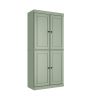 72" Sage Solid Wood Four Door Pantry Or Storage Closet