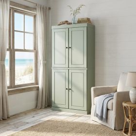 72" Sage Solid Wood Four Door Pantry Or Storage Closet
