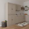 72" Beige Solid Wood Four Door Pantry Or Storage Closet