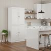 72" White Solid Wood Four Door Two Drawer Pantry Or Storage Closet