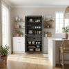 72" Gray Solid Wood Four Door Two Drawer Pantry Or Storage Closet