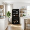 72" Black Solid Wood Four Door Two Drawer Pantry Or Storage Closet