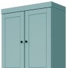 72" Aqua Solid Wood Four Door Two Drawer Pantry Or Storage Closet