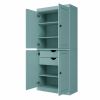 72" Aqua Solid Wood Four Door Two Drawer Pantry Or Storage Closet