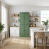 72" Green Solid Wood Four Door Two Drawer Pantry Or Storage Closet