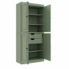 72" Sage Solid Wood Four Door Two Drawer Pantry Or Storage Closet