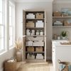 72" Beige Solid Wood Four Door Two Drawer Pantry Or Storage Closet